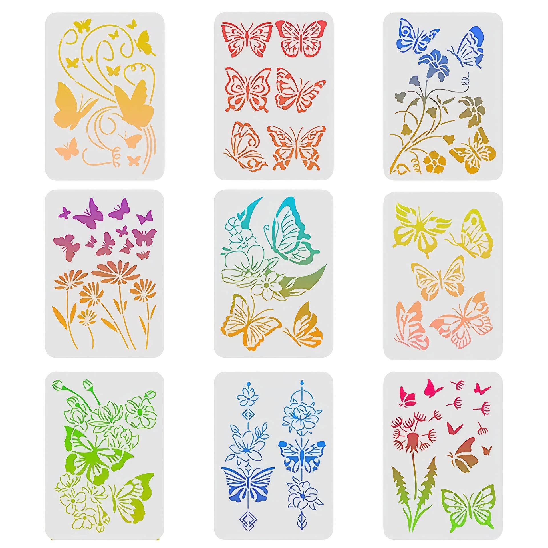 

9pcs Butterfly Painting Template PET Hollow Painting Mold DIY Hand Drawn Graffiti Spray Painted Wall Painting Auxiliary Supplies 9pcs
