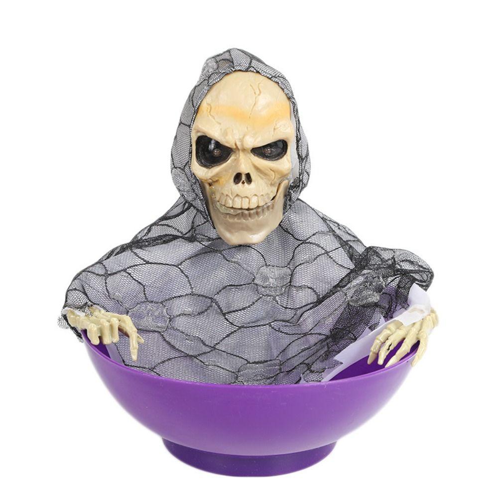 Glowing Halloween Candy Bowl Battery Powered Halloween Ghost Ornament Party Props Fruit Bowl  Gift