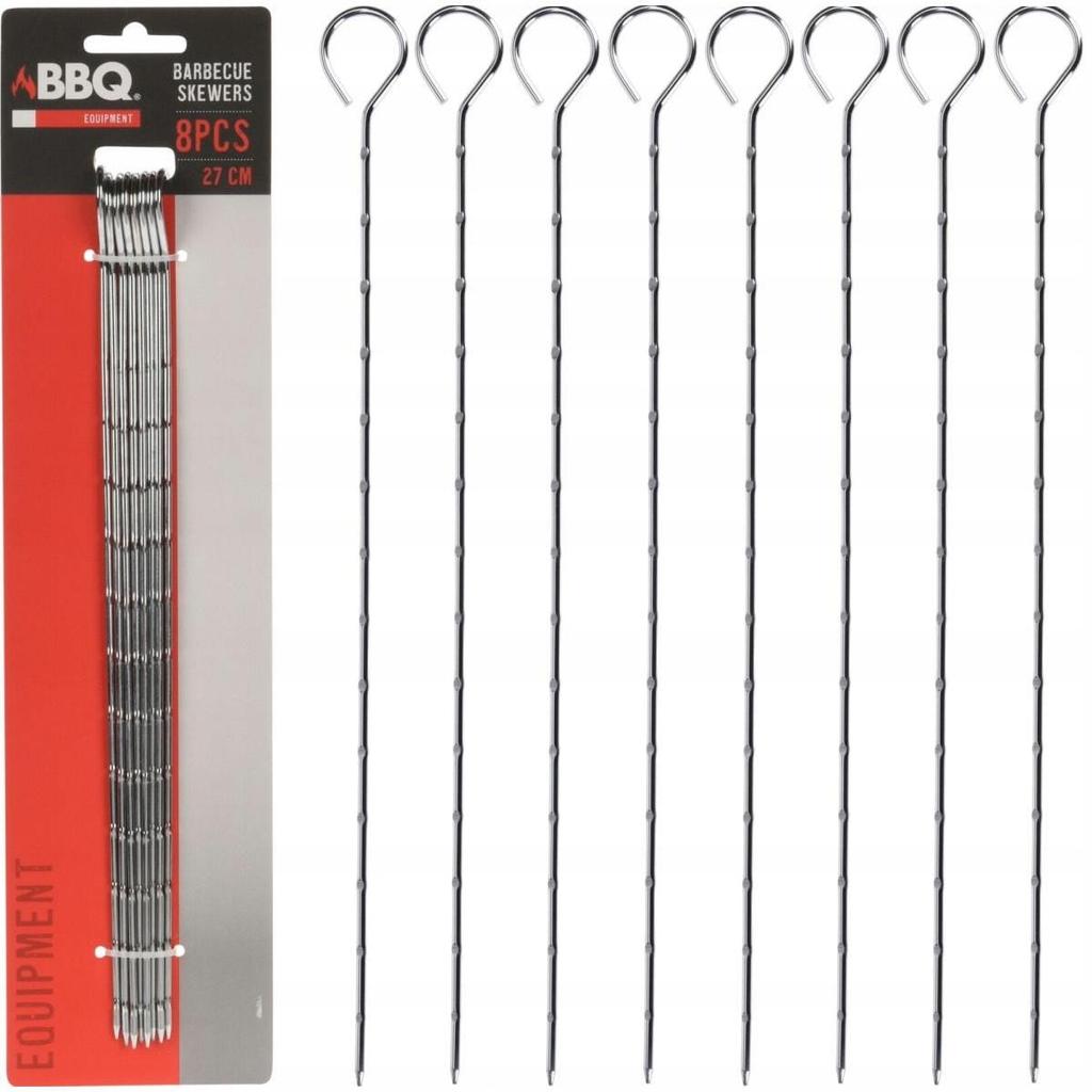 Steel Skewers for Grilling Kebabs 27cm 8 Pcs