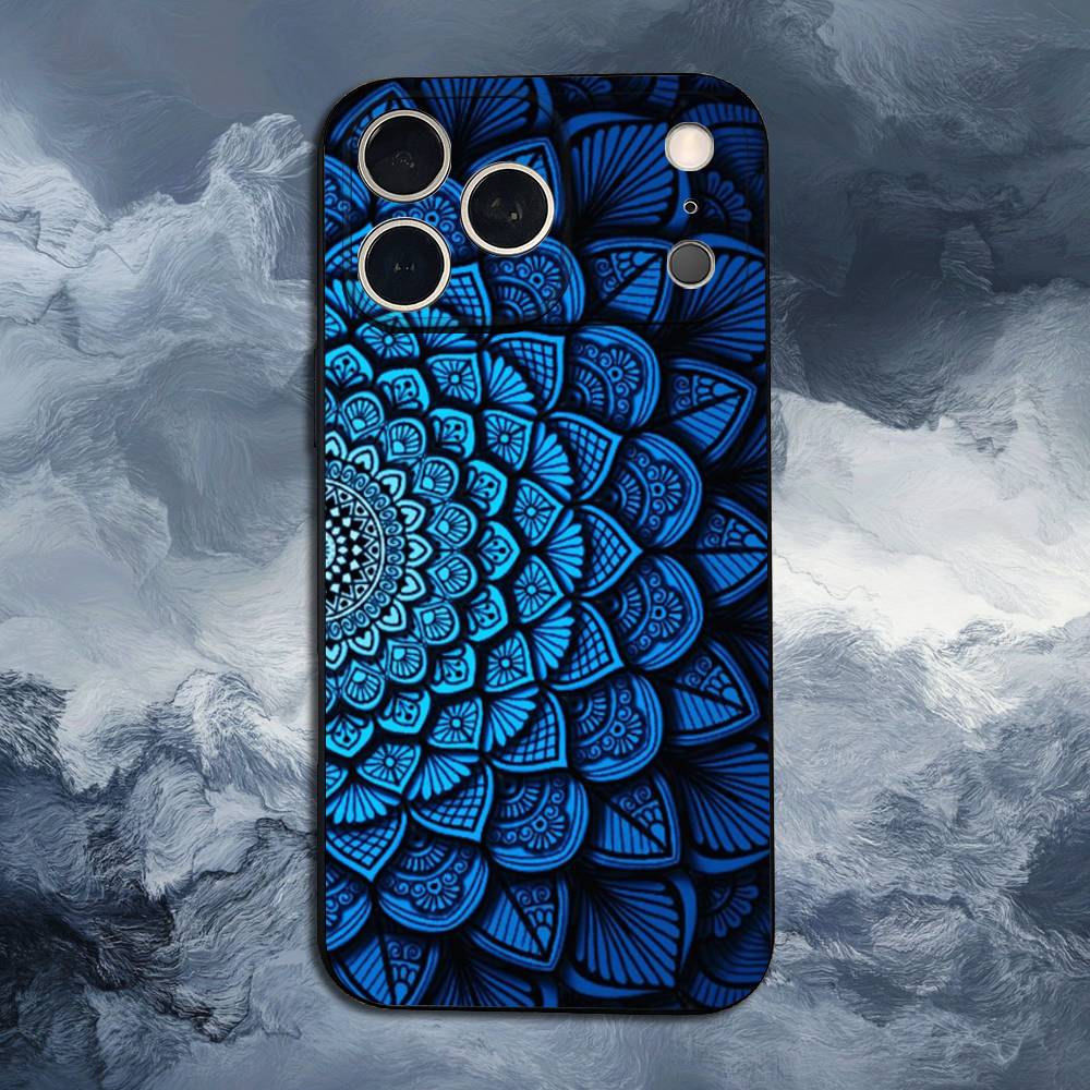 Totem Colorful Flower Mandala For iPhone 12,14,13,15,8,7,16,11,17,X,Mini,Plus,Pro,XR,SE,XS,Max,Soft Silicone Black Case