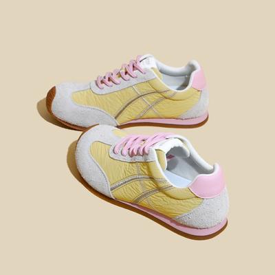 Spring Trend Flat Bottom Versatile Sports Leisure Color Matching Board Shoes Leather Soft Sole