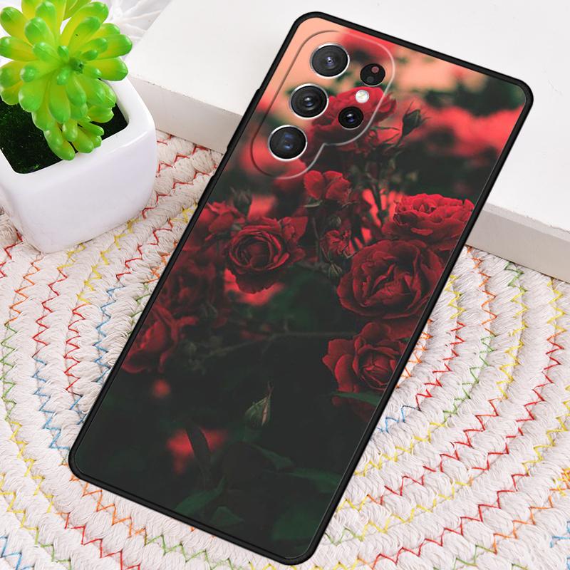 Red Rose TPU Phone Case For Samsung Galaxy note 10 pro S26 S25 S24 S23 S22 Ultra Plus S21 FE S20 Shockproof Cover