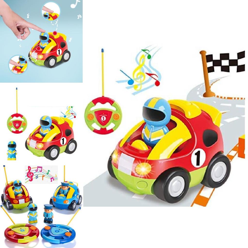 Jakmean Cartoon Remote Control Car Police Car With Colorful Lights And Music For Kids