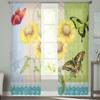 Flower Sunflower Butterfly Postmark Tulle Window Treatment Sheer Curtains for Living Room the Bedroom Curtains Decoration