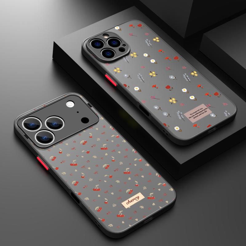 Small Flowers Pattern Phone Case For iPhone 17 Air 16 15 14 Pro Max 13 16 17 Pro 16e 17 Matte Shockproof Soft Edge Hard PC Cover