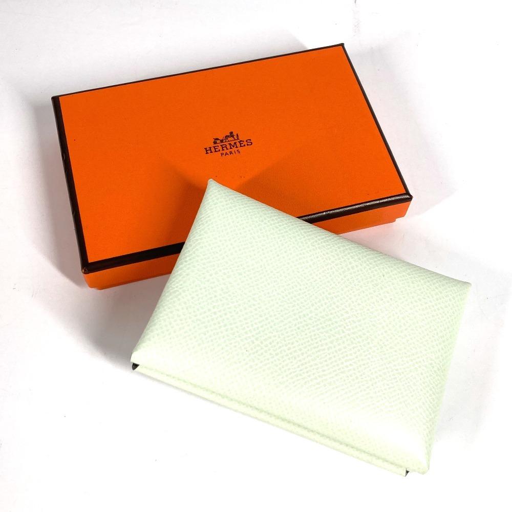 Hermes Bifold Slim Calvi Duo Card Case Coin Compartment  Wallet Coin Purse