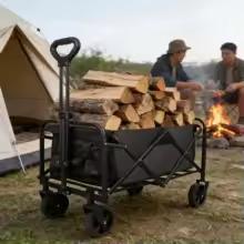 Camping Car 100L Large Capacity Folding Wagon Shopping Garden Pull Trolley Outdoor Portable Collapsible Picnic Stall Trolley