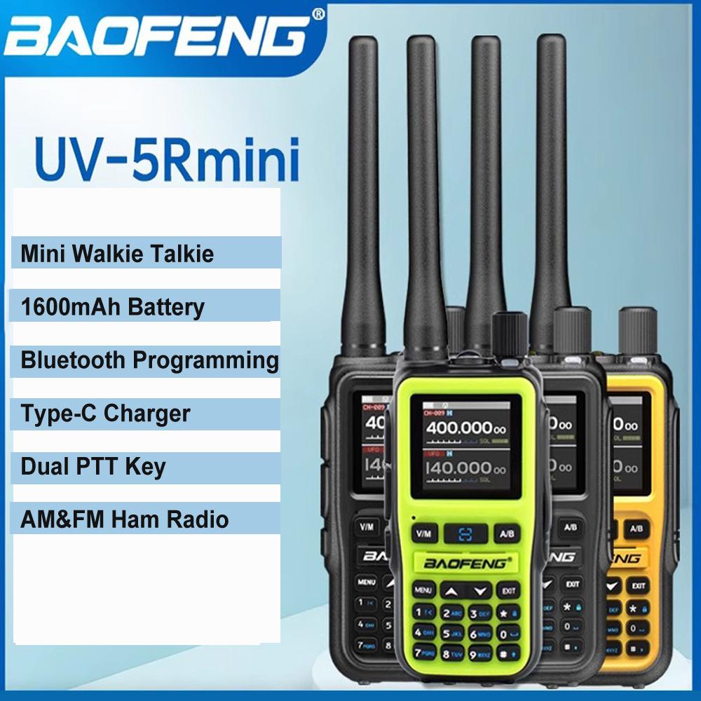 Baofeng UV-5R Mini Dual PTT Walkie Talkie Bluetooth 5W 5Rmini Bluetooth Programming Type-C Charging For Hotel Restaurant Walking