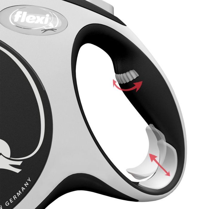 Laisse enrouleur - FLEXI - New Comfort - Sangle 5m - Pour chiens jusqu'à 15kg - Noir