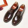 Korean Version 2025 New Leather Glossy Business Casual Leather Shoes Men's Formal Patent Leather Round Head Lace-up Derby Shoes
