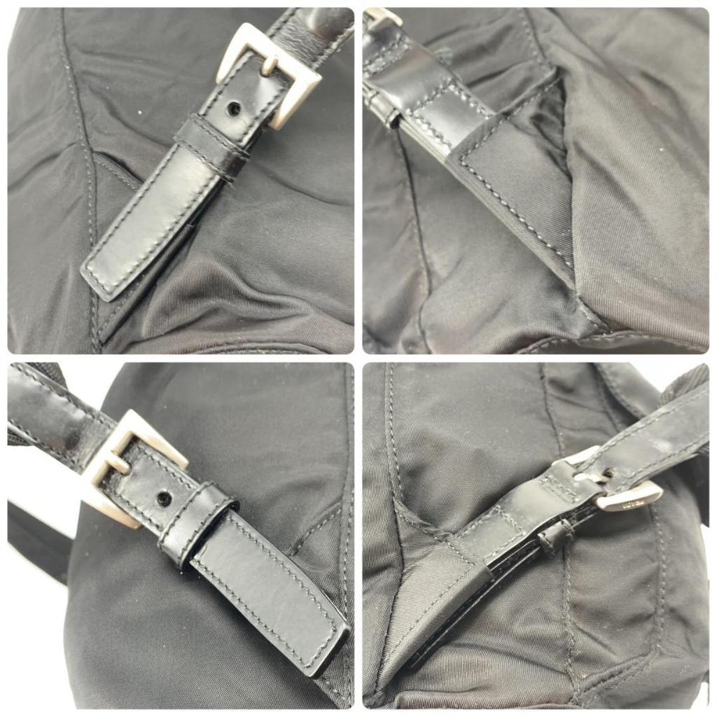 PRADA Tessuto Nylon Rucksuck Backpack Daypack Leather Black Women's Triangle Logo Plate