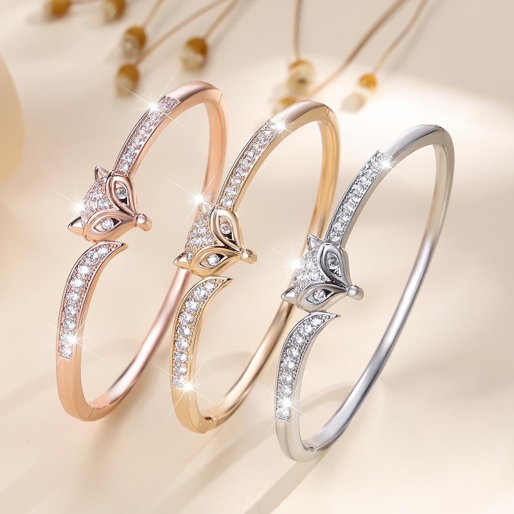 New Fashionable Light Luxury Fox Simple Micro-paved Zircon Daily Versatile Bracelet