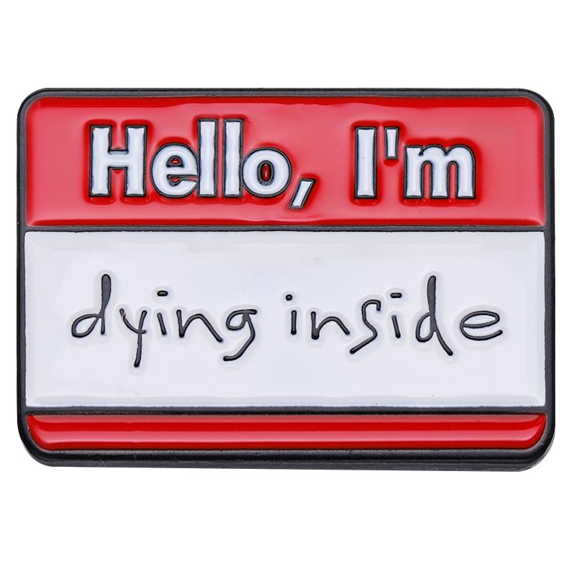 HELLO I'M AWESOME Enamel Pins Custom My Name Is Trouble Better Than You Brooch Lapel Badge Funny Dialog Box Slogan Jewelry