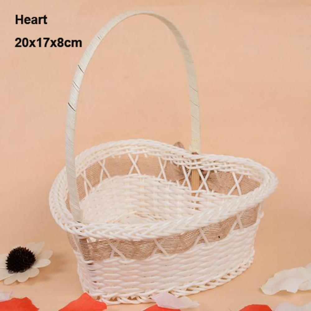 Beautiful Hand Made Storage Baskets With Handle Wicker Flower Basket  For Plant Home Wedding
