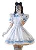Maid Classic Maid Cute Popular with Halloween Plus Size [FULINE] Costume, Outfit, 3-Piece Set, Costume, Men, Women's Costume, (Blue, 3XL)