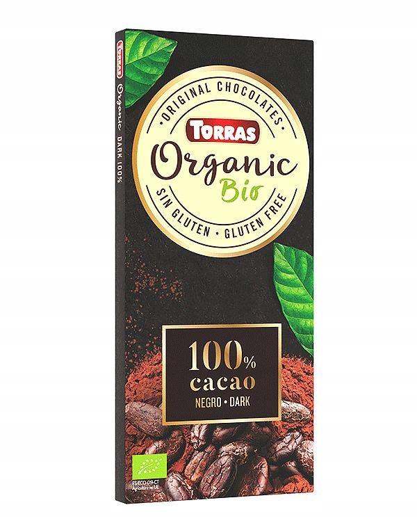 Bio hořká čokoláda 100% kakaa Bez přidaného cukru 100g - Torras