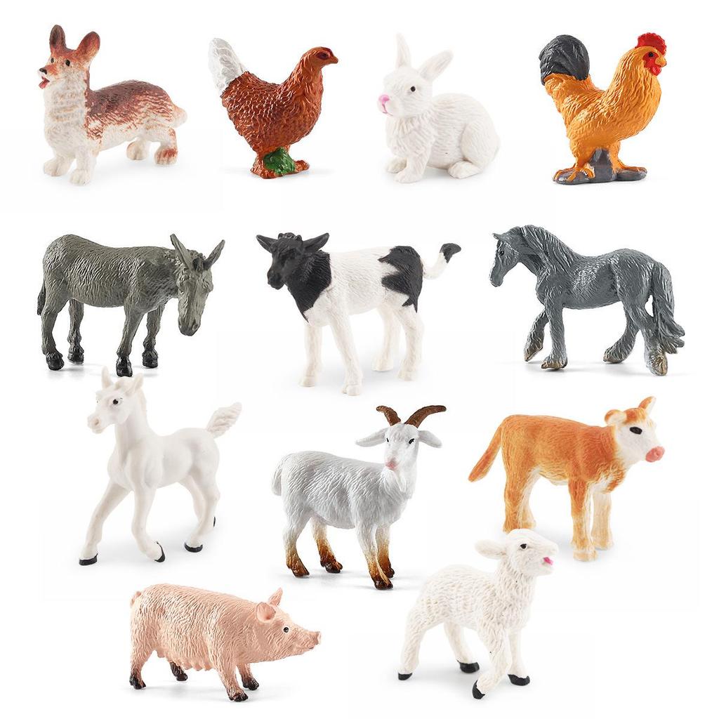 Cross-border Farm Animal Models: Children's Cognitive Toys - Chicken, Duck, Goose, Cow, Sheep, Pig, Horse, Donkey, Cat & Dog