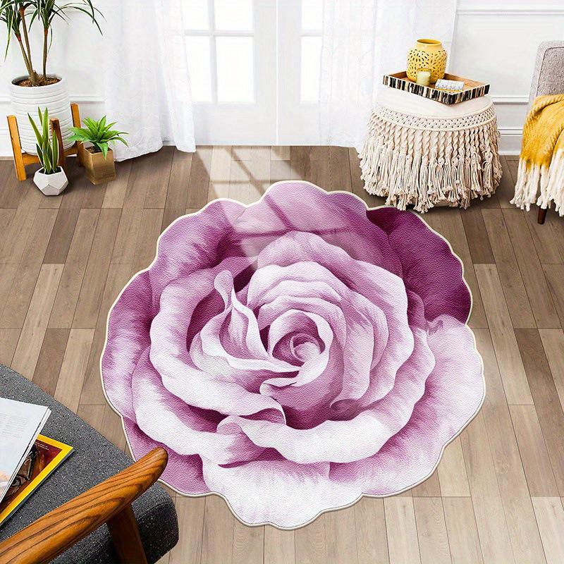 Elegant Irregular Floral Imitation Cashmere Floor Mat: Stain-Resistant, Wear-Resistant, Non-Slip, Easy-Clean for Home, Kitchen, and Bathroom.