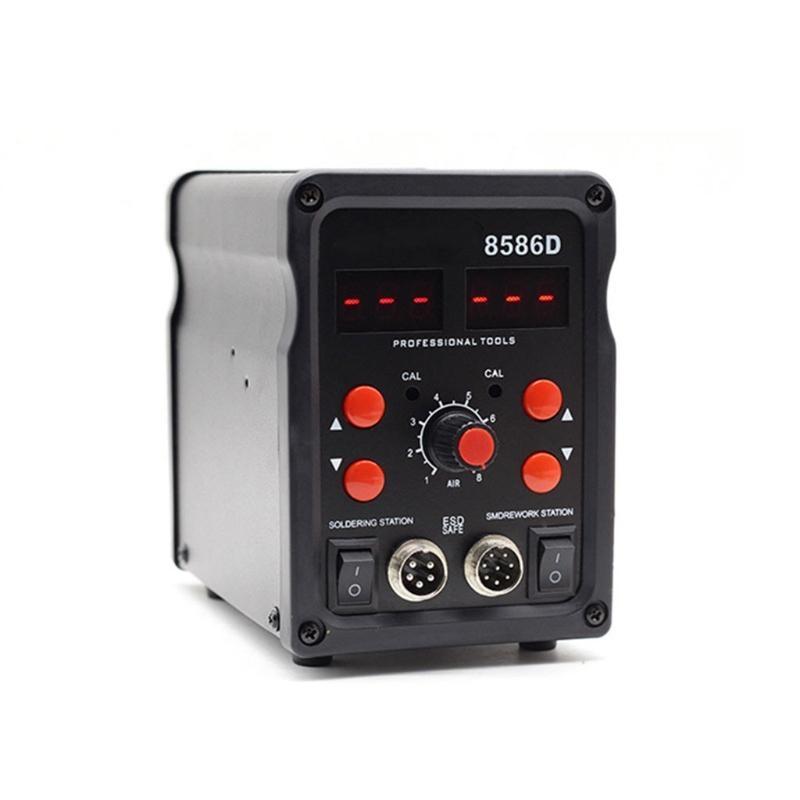 652F Soldering Station 8586D 2 In 1 Digital Display Rework Hot Air Solder Iron ESD Welding Desoldering Repair Tools