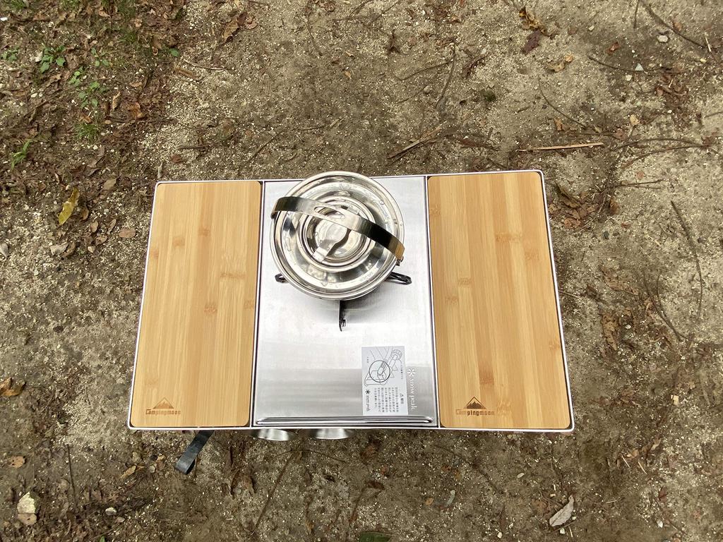 CAMPING MOON Grill Table for IGT, Field Rack/Ground Rack, All Stainless Steel, with Storage Bag, CK-1+P25