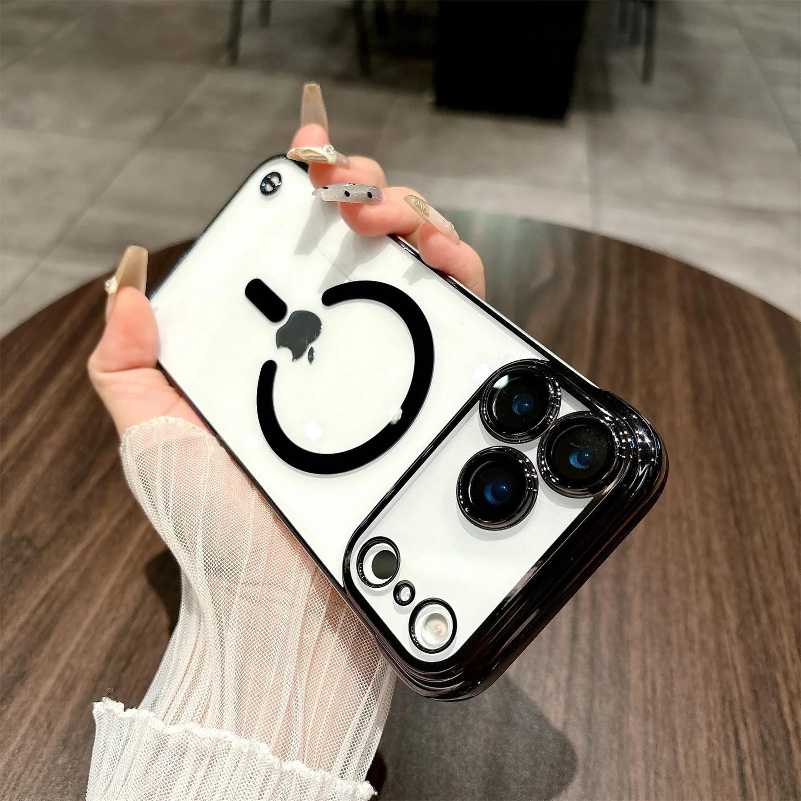 

Electroplated frameless built-in magnetic shell Phone Case for iPhone 17 Air 17pro 17 16 Promax 15 14 13 Shockproof Cover iPhone 15 Pro Max чорний