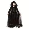 Châle de Mariée Noir Cape Cosplay Sorcière Vampire Cape Double Halloween Accessoires de Costume Fête de Jeu Déguisement de Fête