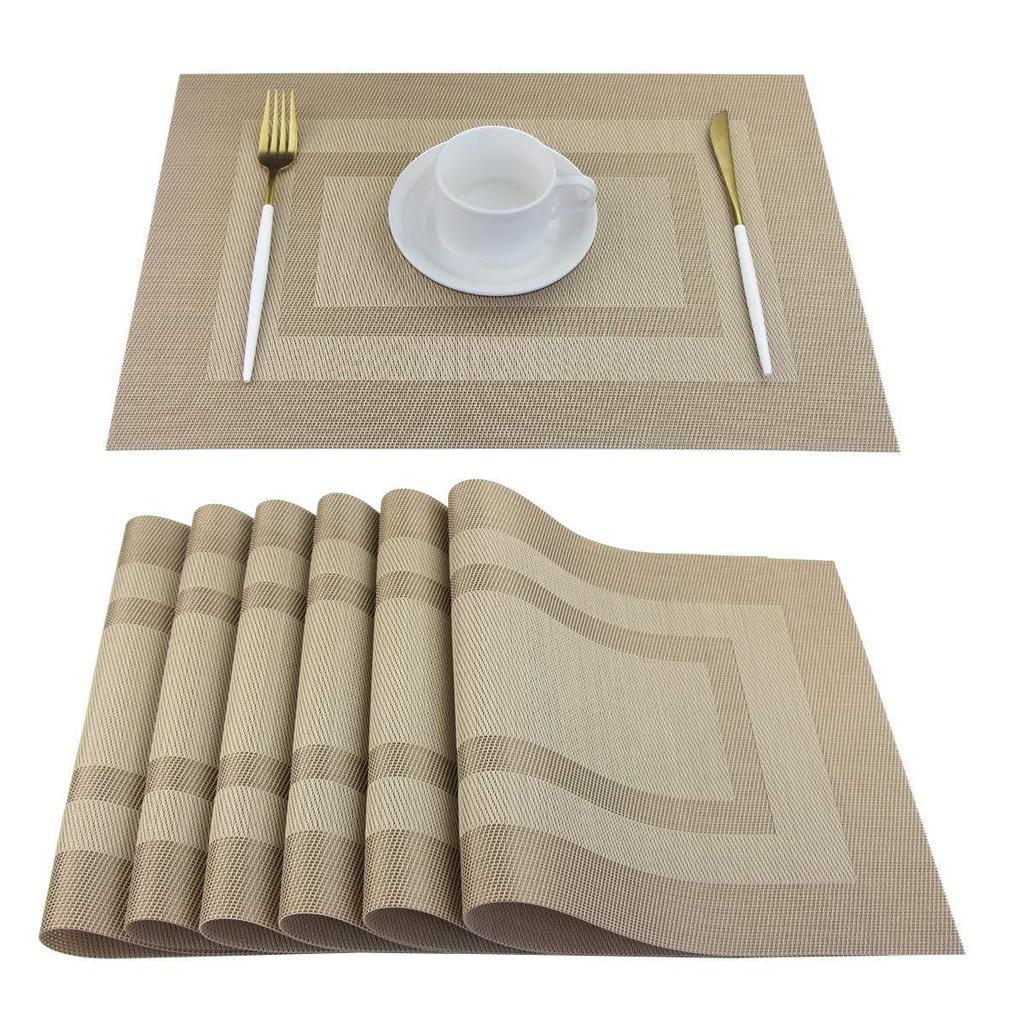 WHQ 4PCS 40x30cm Placemats PVC Dining Table Mat Disc Bowl Pads Coasters Waterproof Table Cloth Pad Modern Non-slip Pad