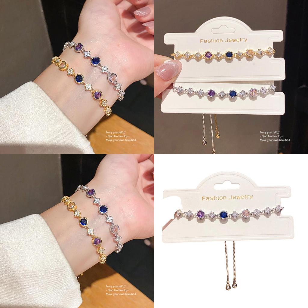 Floral Zirconia Pendant Bracelet With Gold Plating For Elegant Women