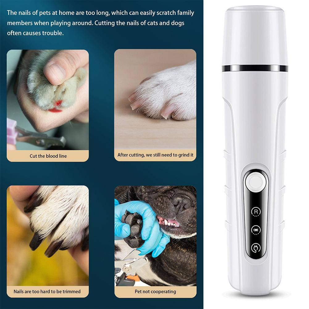 Pet Nail Grinder With LED Light Professional Rechargeable Pet Paws Grooming Tool For Small Medium Large Pet Nail Clippers
