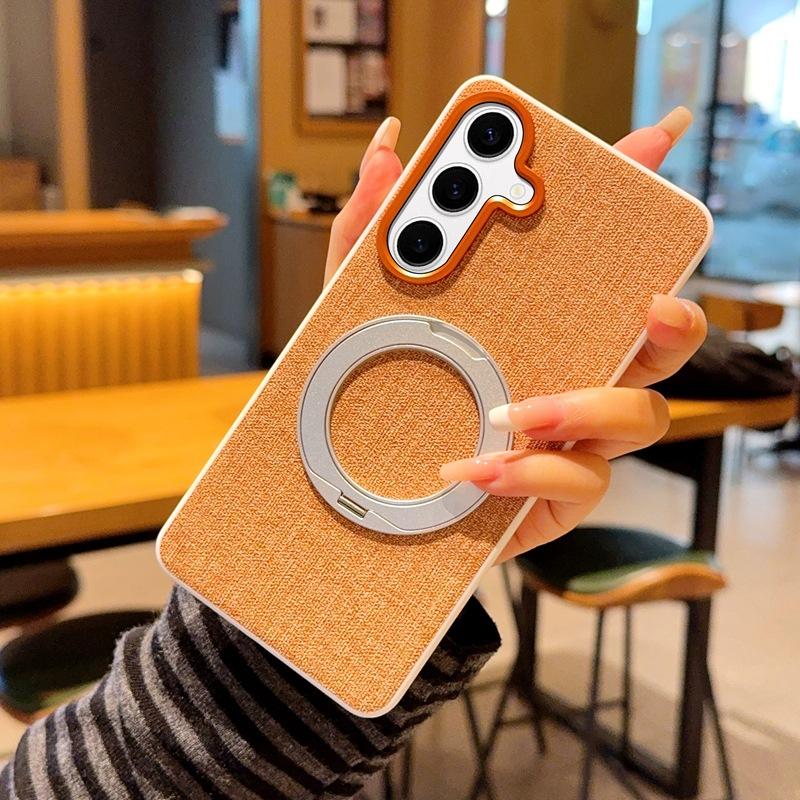 Case for Samsung S26 S25 S24 Plus Ultra Rotating with Bracket Protective Case Magnetic Attraction Texture of Cloth Tough Shell