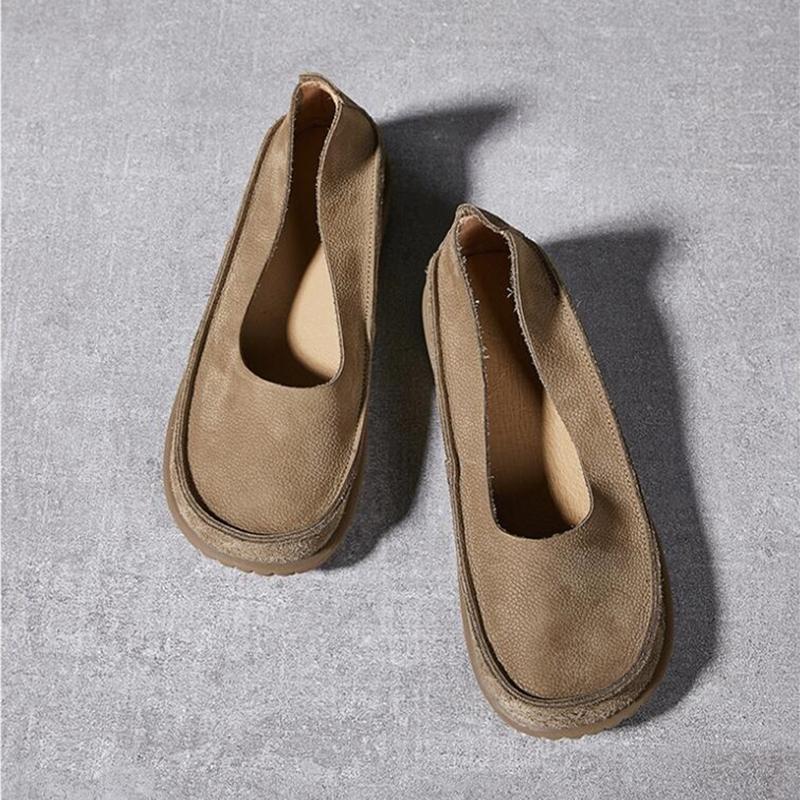 Fashion AIYUQI Women's Flat Shoes Retro Genuine Leather Women's Ballet Shoes Non-slip  2025 Spring New Slip-on Ladies Shoes