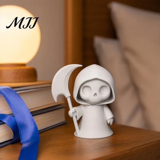 Gift For Home Office 3D Printed Ghost Figurine, Cute Desktop Ornament, Mini Storage Organizer Halloween Reaper Statue for Study Room Decoration