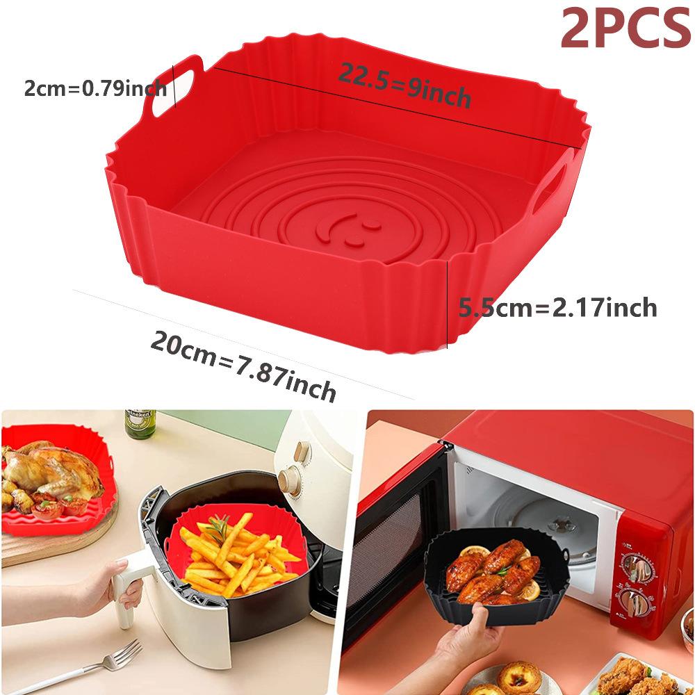 Silicone Air Fryers Oven Baking Tray Reusable Airfryer Pizza Pan Accessories Airfryer Non-stick Silicone Liner Kitchen Gadgets
