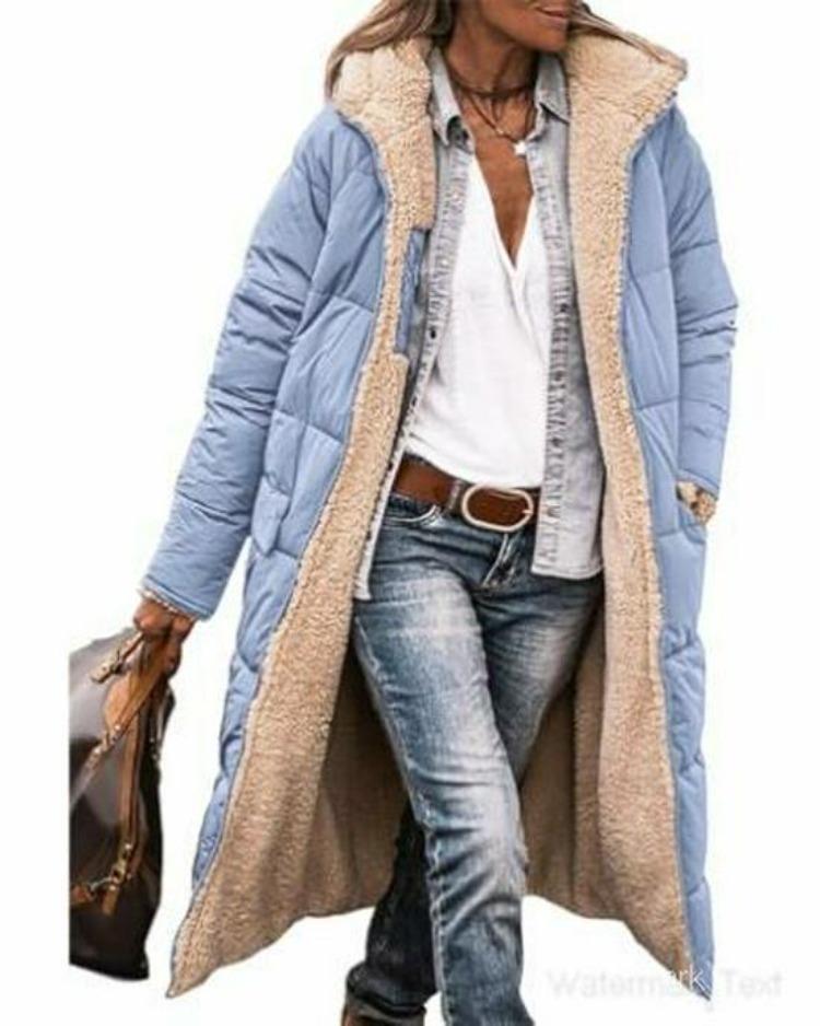 Slim Fit Double Sided Hooded Cotton Cardigan Jacket Long Sleeve Solid Color Coat