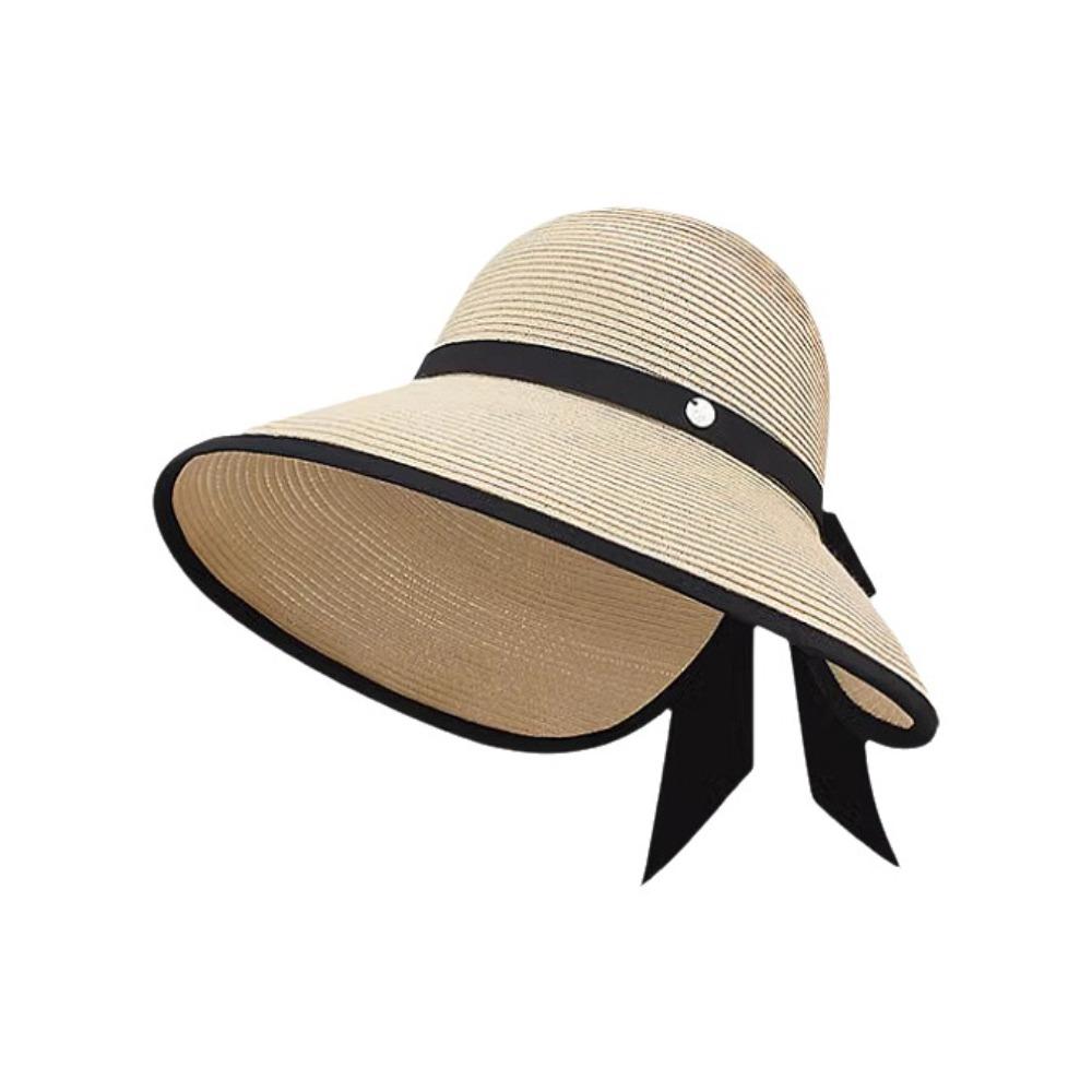 Bowknot Design Empty Top Sun Hat Large Brim Beach Hat Elegant Wide Brim Hat for Women