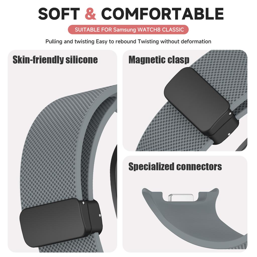 Sport Band for Samsung Galaxy Watch 8 40 44mm Magnetic Silicone Strap for Galaxy 8 Classic 46mm No Gaps Smartwatch Bracelet
