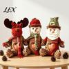 Reusable Storage Bags for Holidays Christmas Burlap Gift with Clear Window, Santa Snowman Goodie Kids Reindeer Drawstring Pouch, Holiday Treat