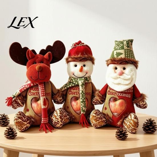 Reusable Storage Bags for Holidays Christmas Burlap Gift with Clear Window, Santa Snowman Goodie Kids Reindeer Drawstring Pouch, Holiday Treat