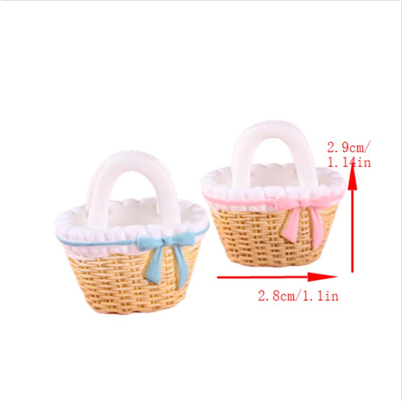 2/3Pcs Cute Dollhouse Miniatures Rattan Bamboo Flower Basket Models Doll House Accessories Decor Kids Pretend Play Toys Diy Gift