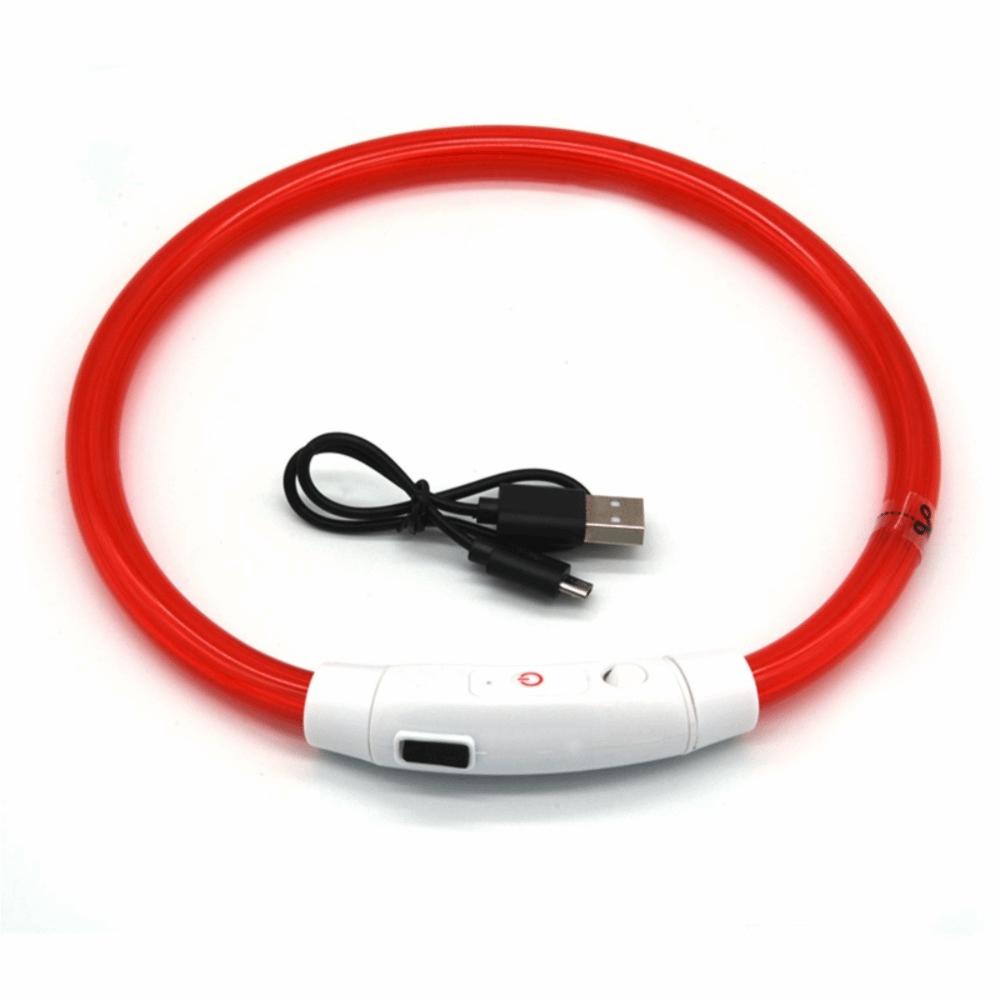 Новый USB-заряжаемый светодиодный ошейник для собаки, светящийся, предотвращающий потерю, оптоволоконный ошейник для собаки, прочный, обрезаемый ошейник для собаки S 40CM красный