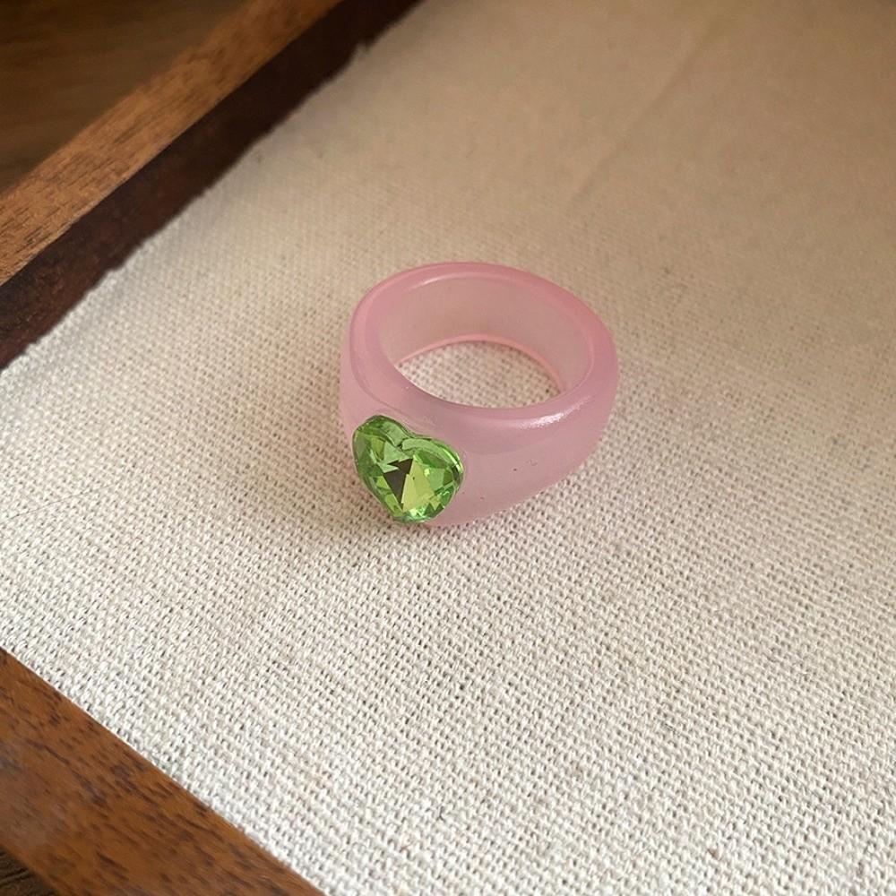 

Exaggerated Resin Rhinestone Ring Candy Color Classic Geometric Ring Fashion Resin Big Dome Plain Ring Jewelry Gifts