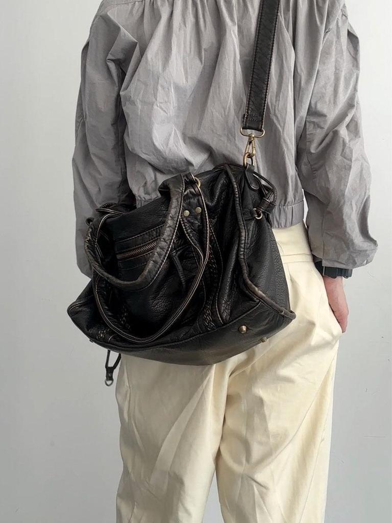 Retro Y2K Women's Large Capacity Underarm Motorcycle Tote Bag