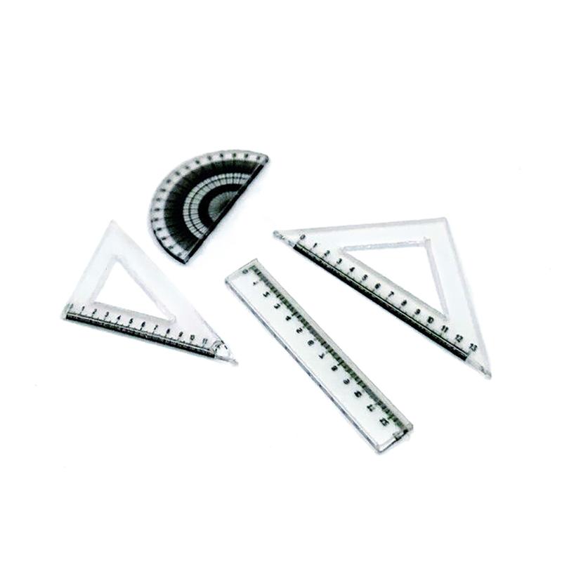 4 Stück 1:12 Puppenhaus Miniatur Lineal Winkelmesser Dreiecklineal Lineal Modell Zeichenwerkzeug Puppenhaus Zubehör