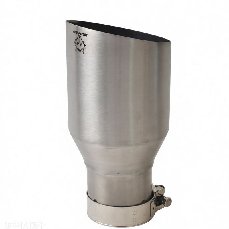 RE Car Exhaust Nozzle 304 Stainless Steel Silvery Brushed Angle Cut Single Tube Tailpipe 2.5' 4.5' Automotive Performance