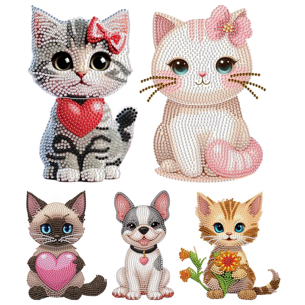 2D Flat DIY Cat Acrylic Shaking Head Table Top Diamond Painting Ornament Kits for Adults/Beginners Gift Idea Home Decor