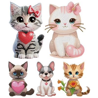 2D Flach DIY Katze Acryl Wackelkopf Diamant Malerei Tischdekorationen Set für Erwachsene Geschenkidee Heimdeko