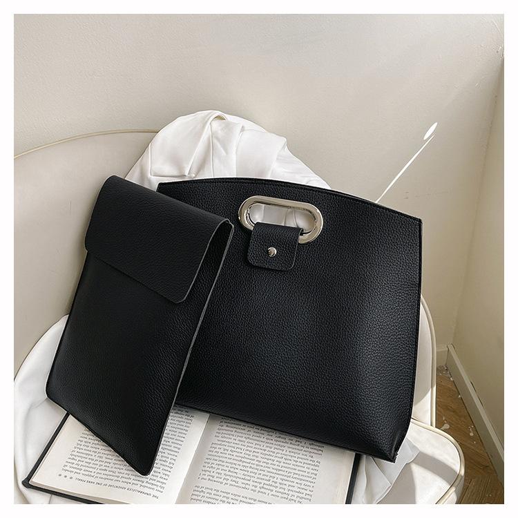 

2025 новая сумка женская осенняя портфель из масляной кожи модный тренд клатч однотонный простой персонализированный женский сумка чёрный
