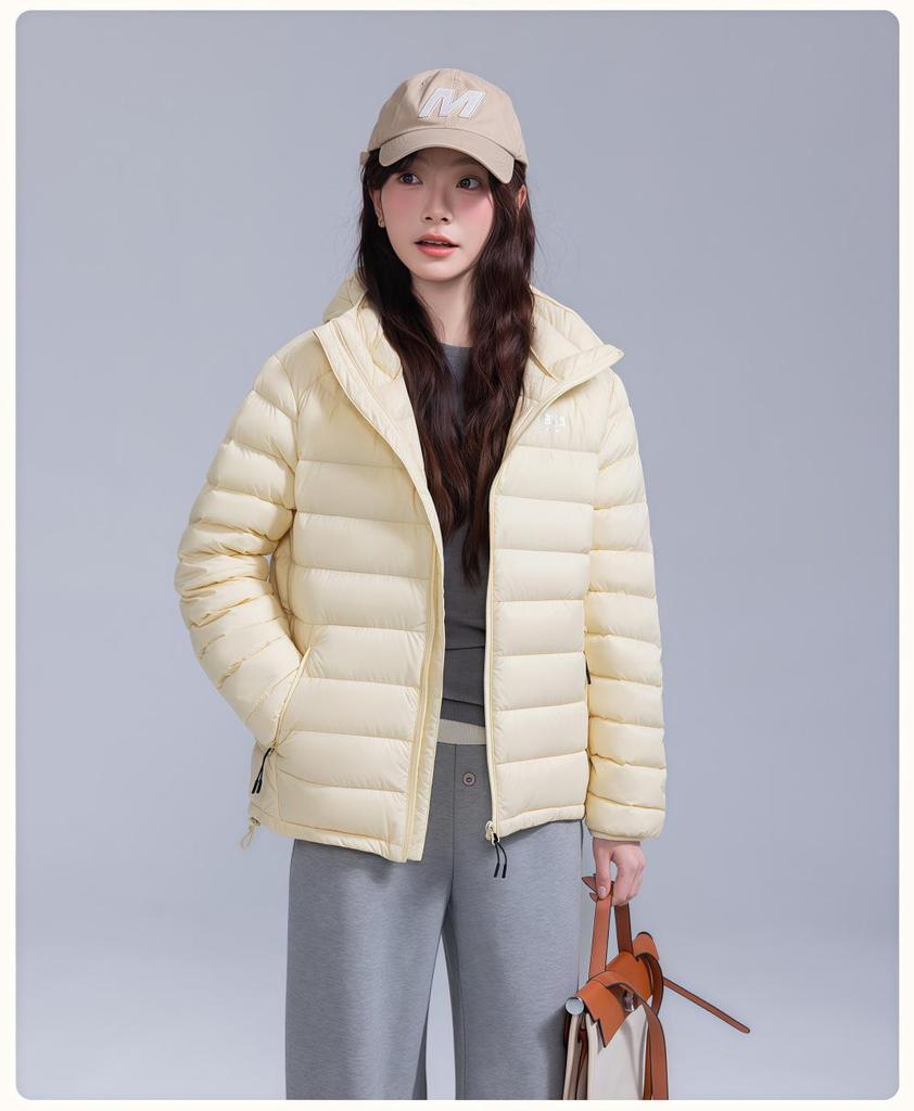 2025 Women's Lightweight Ribbed Down Jacket - Three-Proof, 90% White Duck Down, Winter Outerwear