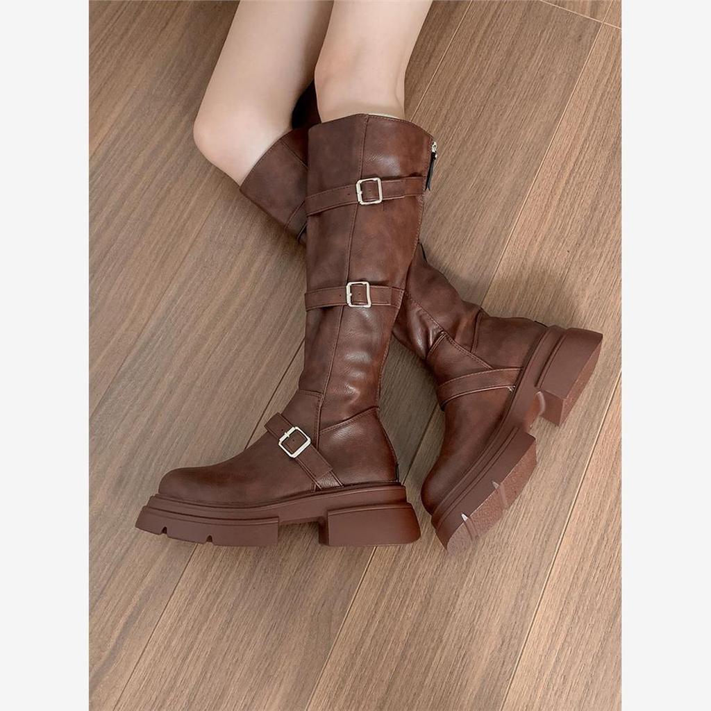 Small temperament shows high boots, comfortable and slender boots, spring and autumn thick-soled Martin boots, children look thin