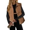 Women's Fashion Casual Solid Color Print Autumn Winter Sleeveless POLO Neck Jackets & Coats